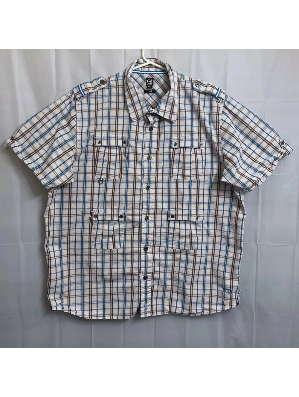 Cavi Button Up Shirt Men's 4XL XXXXL Multicolor Plaid Pockets